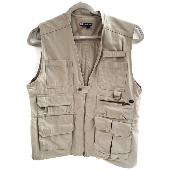 5.11 Tactical Other - 5.11 Tactical Series Vest Mens Large Khaki Utility Multi Pocket Zip Travel Range